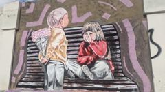 mural of seated figures