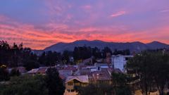 sunset over town