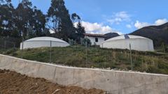large white storage tanks