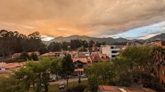 town at sunset
