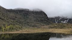 foggy mountain lake