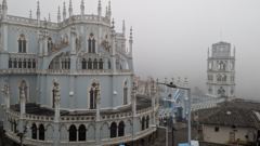 church and city buildings