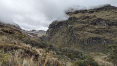 cloudy mountain lake basin