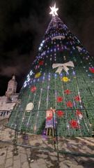 lit public holiday tree