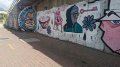 painted wall along sidewalk