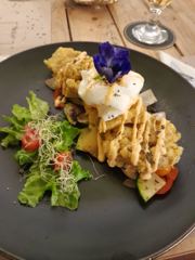 plated entree with greens