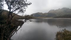 lakeshore and mountains