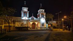 illuminated church at night