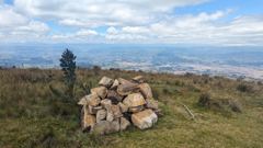 small rock cairn at overlook