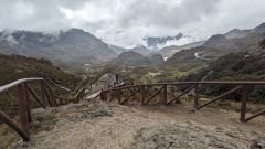 highland viewpoint with mountains and cloudy sky