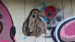 mural with dog figure